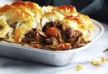 Beef mushroom and guinness pie