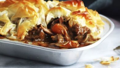 Beef mushroom and guinness pie