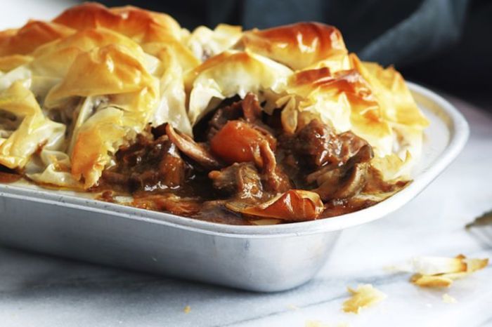 Beef mushroom and guinness pie