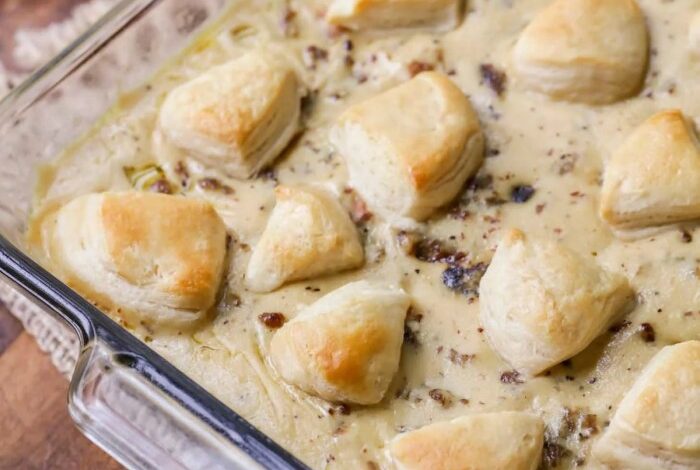 Biscuits and gravy casserole