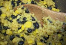 Black beans corn and yellow rice