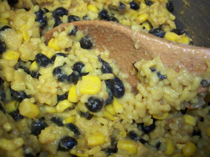 Black beans corn and yellow rice