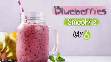 Healthy blueberry breakfast smoothie