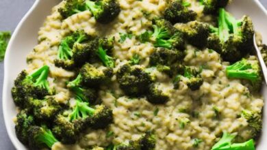 Broccoli risotto with cream and lemon