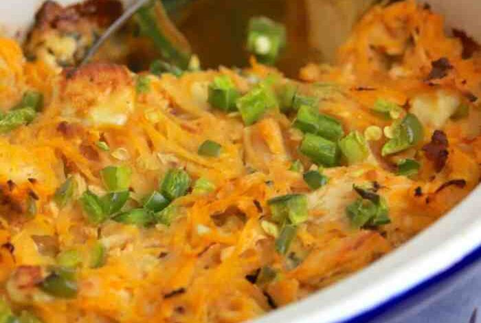 Buffalo chicken spaghetti squash