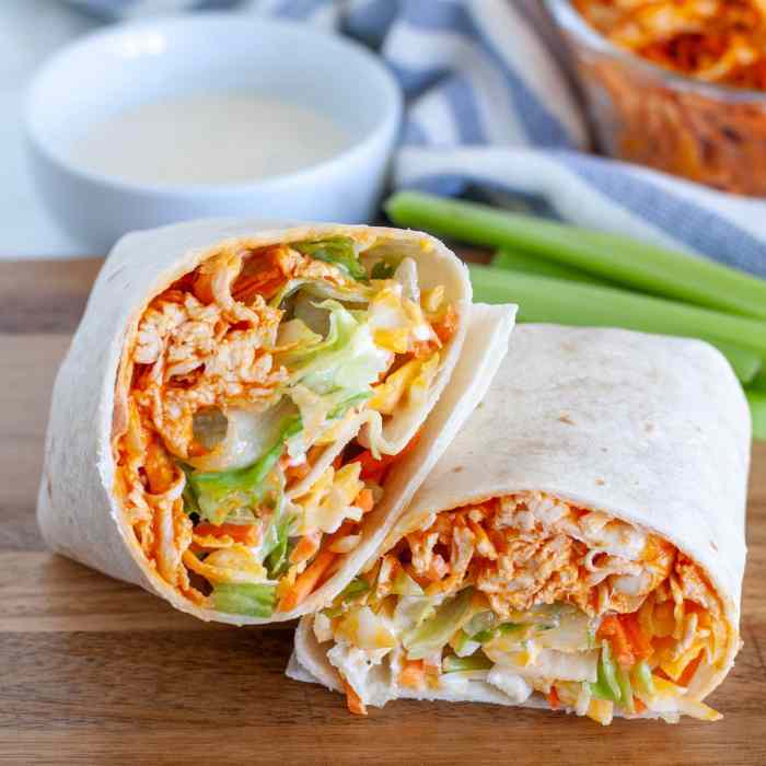 Buffalo or barbeque chicken and rice wraps