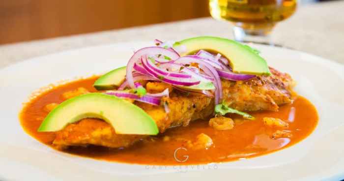 Pescado en achiote mexican fish in annatto sauce