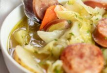 Rustic cabbage and sausage soup