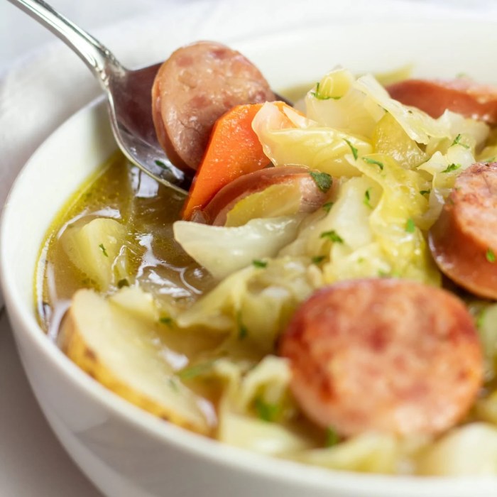 Rustic cabbage and sausage soup