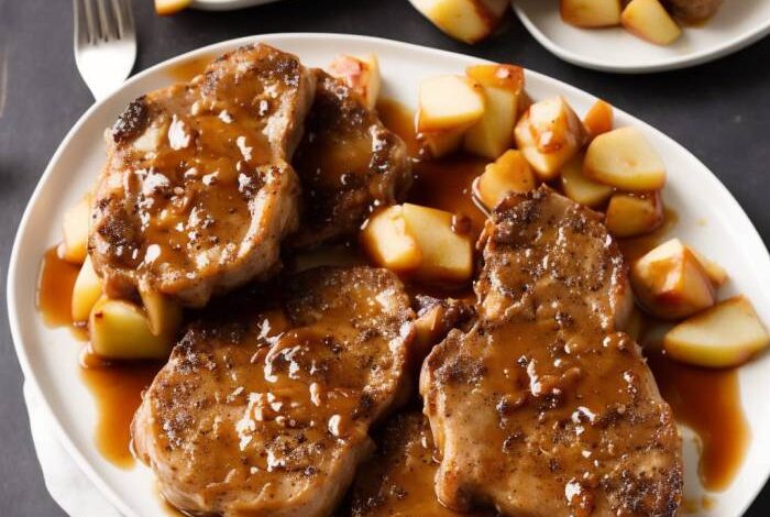 Caramel apple pork chops