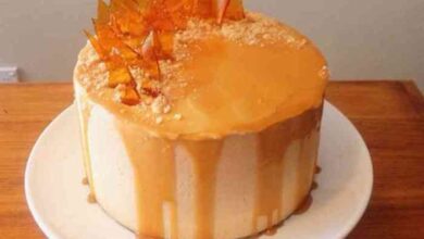 Butterscotch cake with caramel icing