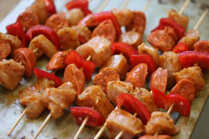 Chorizo and chicken skewers