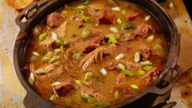 Roux based authentic seafood gumbo with okra