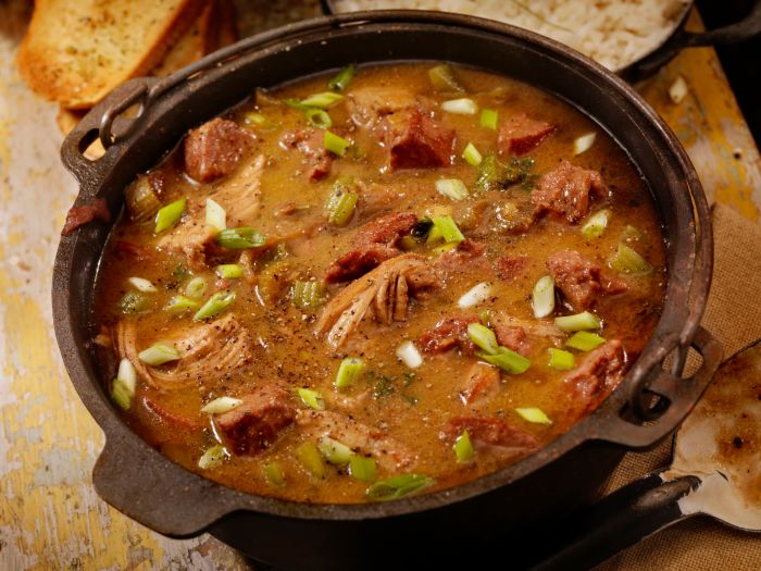 Roux based authentic seafood gumbo with okra