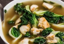 Chinese chicken soup with bok choy