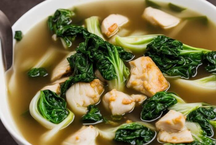 Chinese chicken soup with bok choy