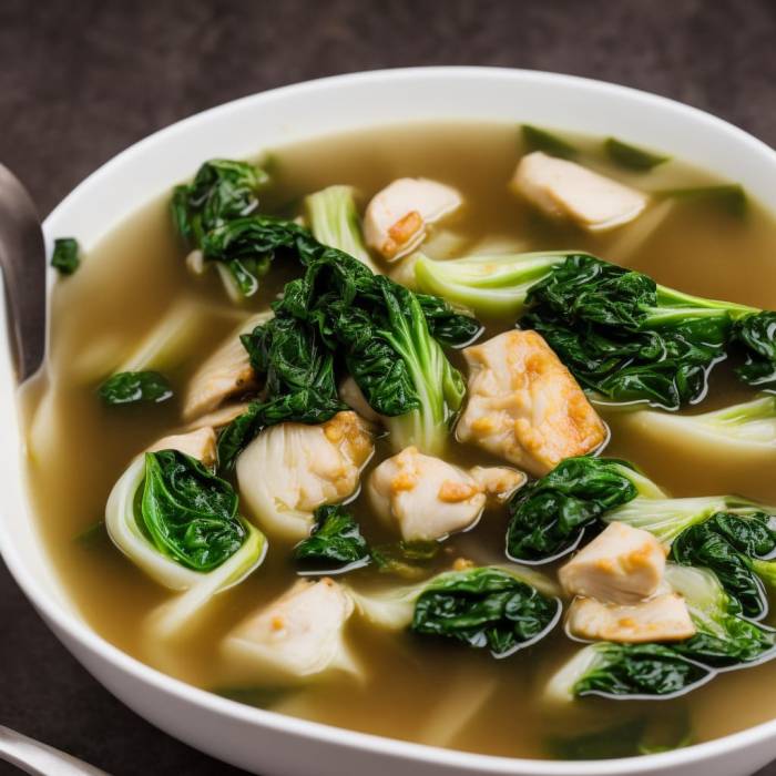 Chinese chicken soup with bok choy