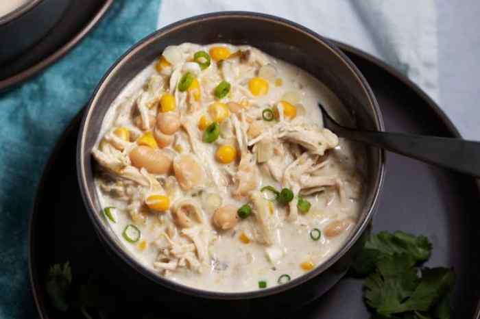 Creamy white chicken chili with salsa verde