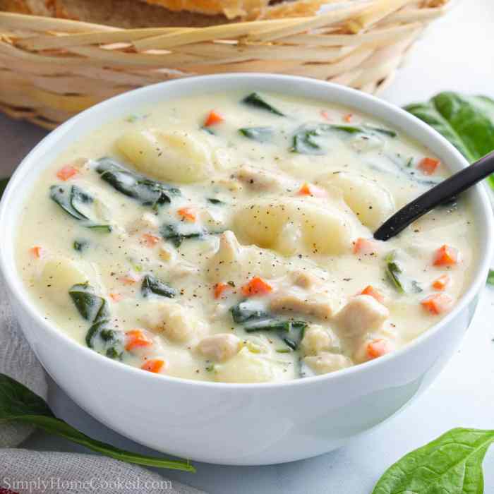 Creamy chicken gnocchi soup