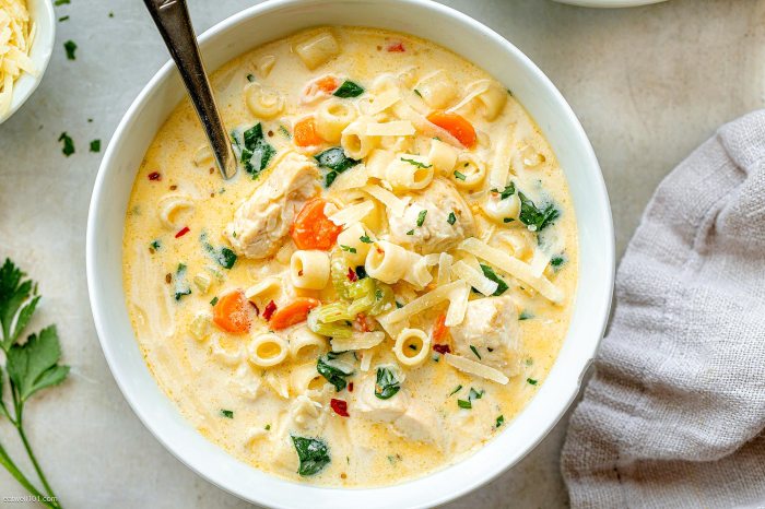 Creamy chorizo and chicken soup