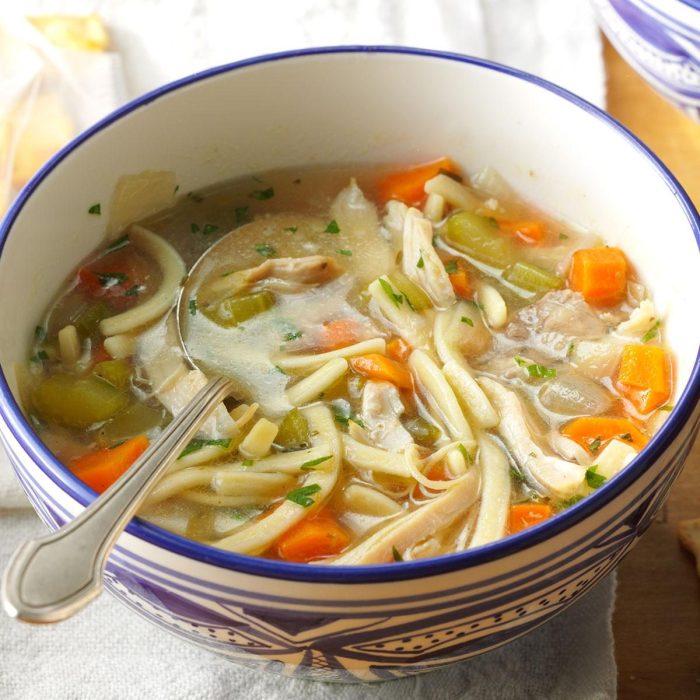Chicken noodle soup with egg noodles