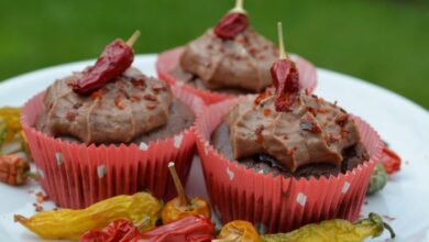 Cinco de chili chocolate cupcakes with chili cream cheese frosting