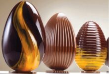 Easter chocolate eggs made with a mold
