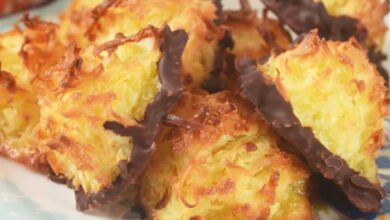 Chocolate dipped coconut macaroons