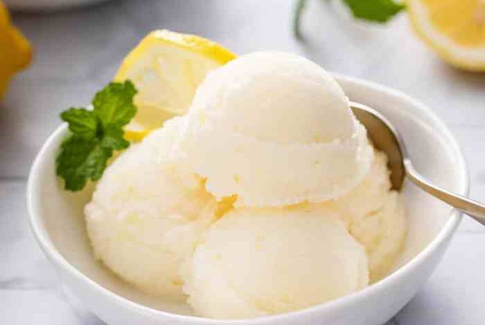 Limoncello lemon sorbet with or without mint