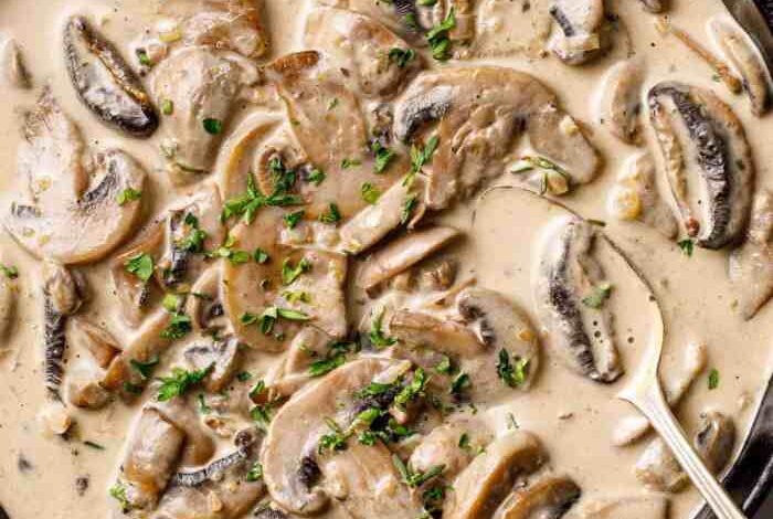 Creamy mushroom sauce with milk