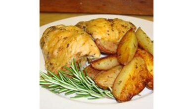 Crispy rosemary chicken and fries