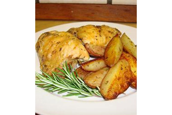 Crispy rosemary chicken and fries