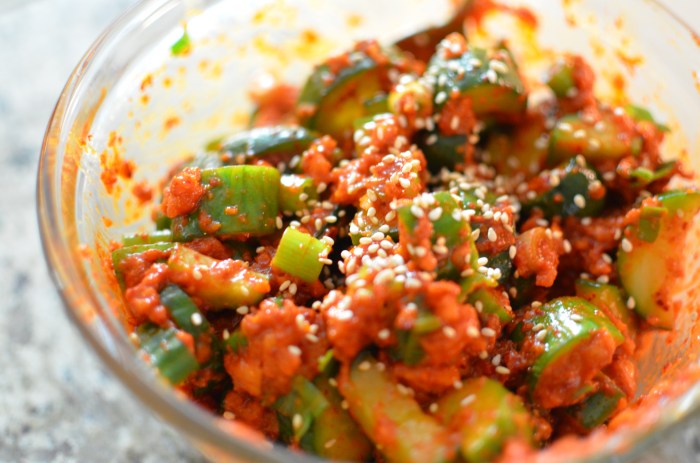 Spicy korean red pepper cucumbers