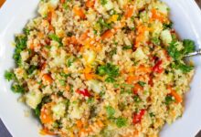 Quinoa veggie salad with zesty vinaigrette