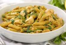 Pesto chicken penne casserole