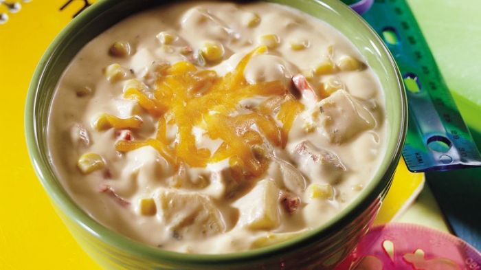 Cheesy ham and corn chowder