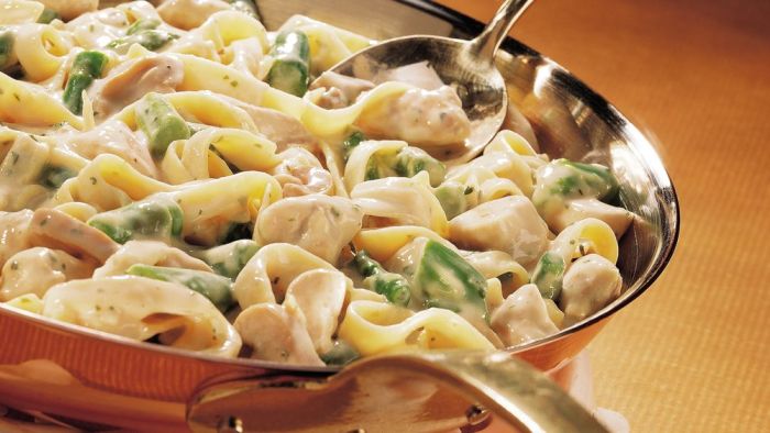 Chicken and asparagus fettuccine