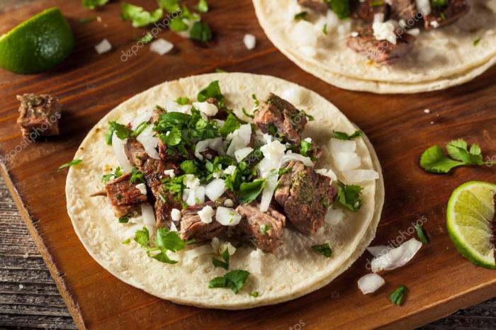 Authentic baja mexican street tacos carne asada