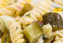 Dill pickle pasta salad