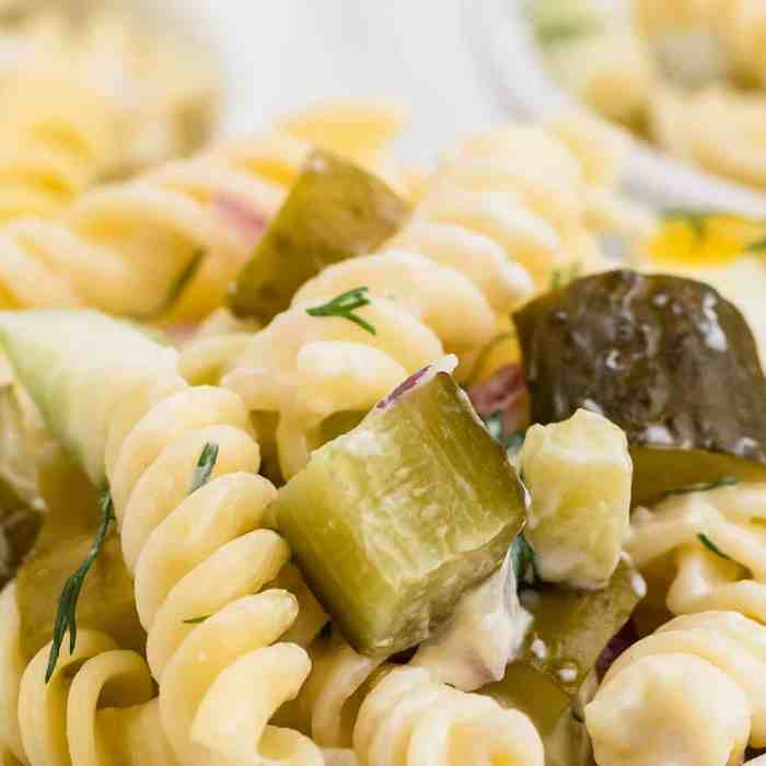 Dill pickle pasta salad