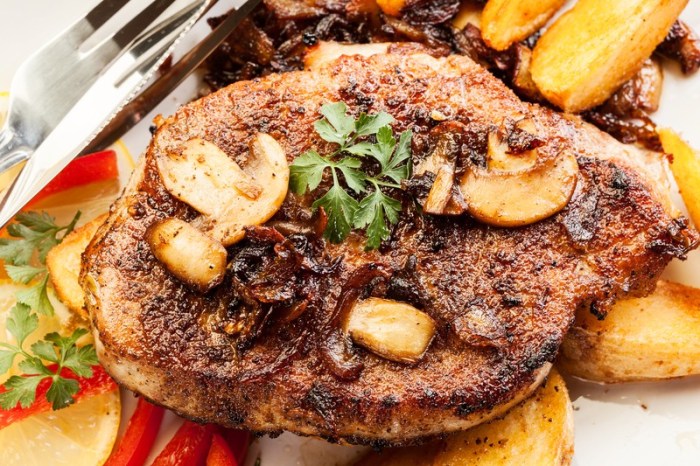 Marinated brined pork chops