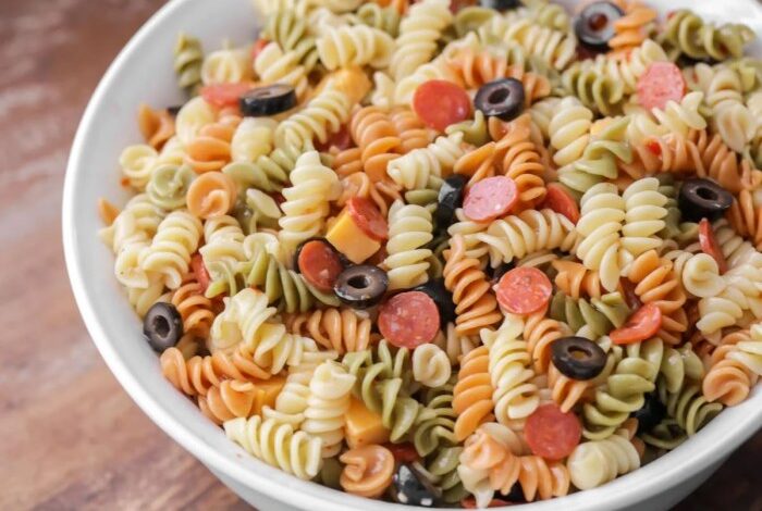 Pasta salad italian recipe dressing easy recipes simple parties salads color colorful tomatoes ideas delicious cooking style peppers sweet weeknight