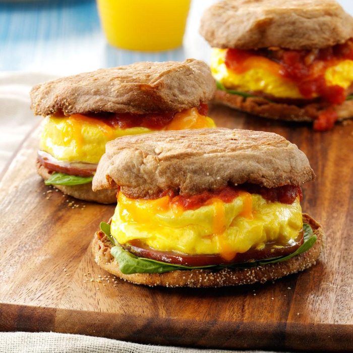 Donut pan egg sandwiches