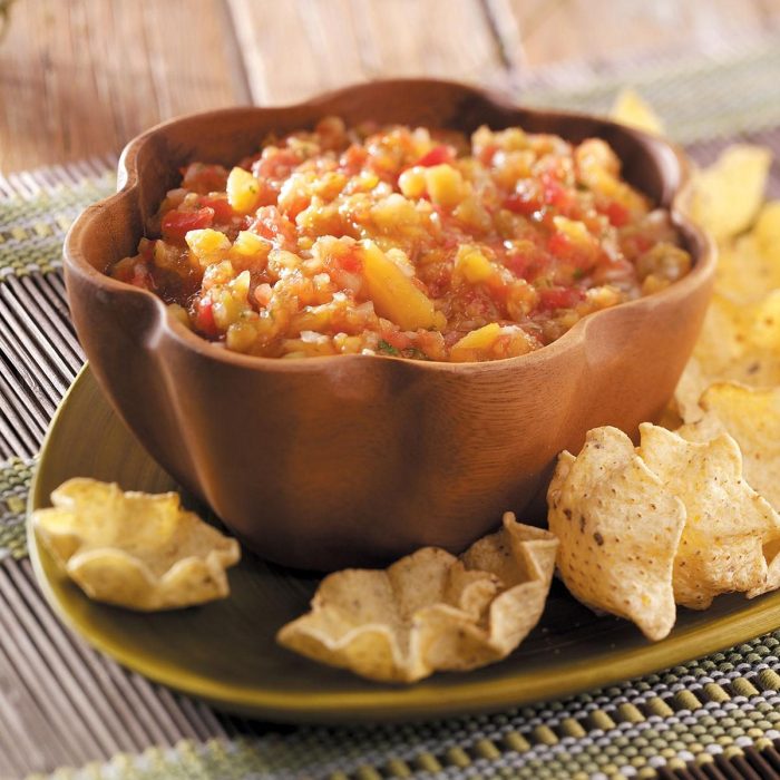 Peach salsa with cilantro and lime