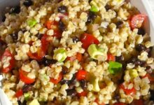 Healthy warm farro salad