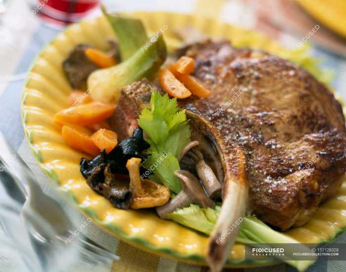 Veal chop with portabello mushrooms