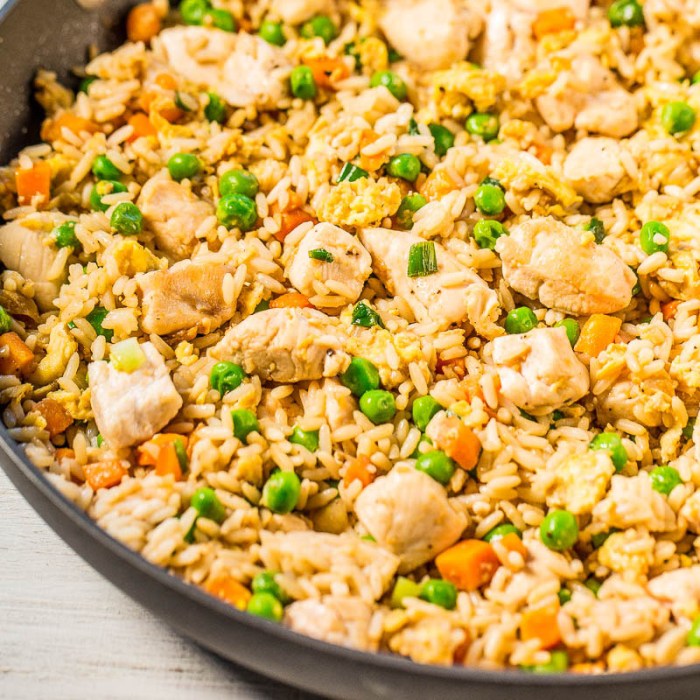 Garlic chicken fried brown rice