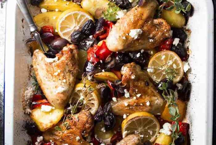 Easy sheet pan greek chicken