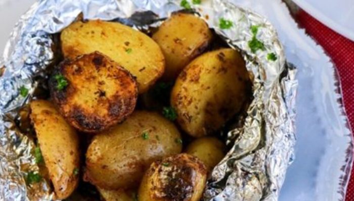 Grilled potatoes in foil