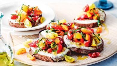 Tomato and ricotta salata bruschetta